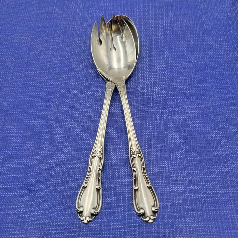 Set of 2 Towle Silver Merrimack Stainless Steel USA Serving Pieces Spoon